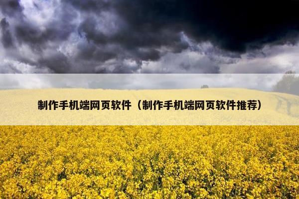 制作手机端网页软件（制作手机端网页软件推荐）