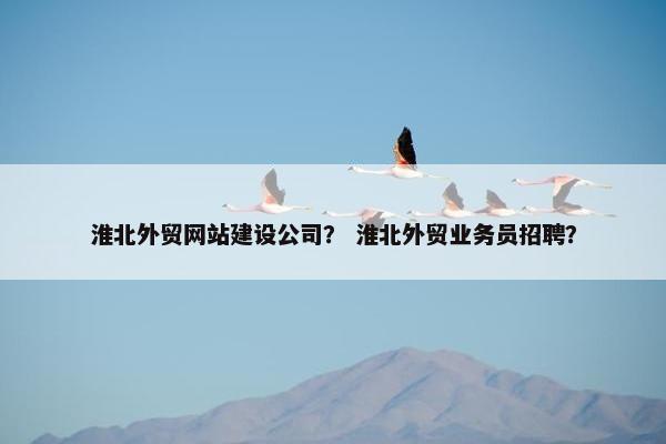 淮北外贸网站建设公司？ 淮北外贸业务员招聘？