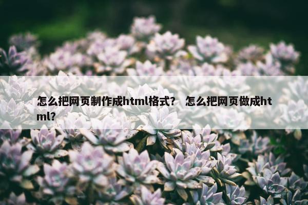 怎么把网页制作成html格式？ 怎么把网页做成html？