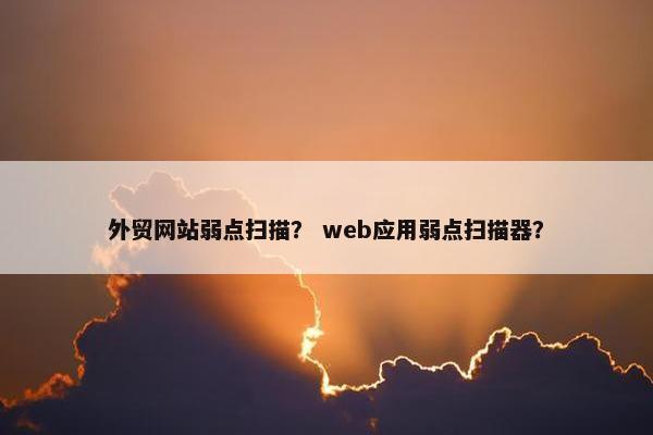 外贸网站弱点扫描？ web应用弱点扫描器？
