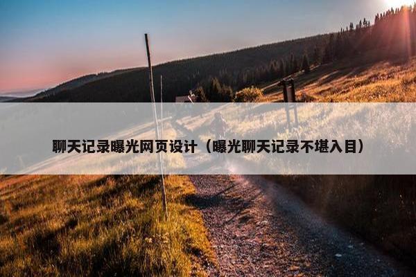 聊天记录曝光网页设计（曝光聊天记录不堪入目）