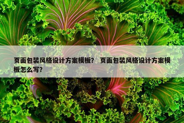 页面包装风格设计方案模板？ 页面包装风格设计方案模板怎么写？