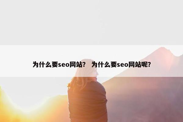 为什么要seo网站？ 为什么要seo网站呢？