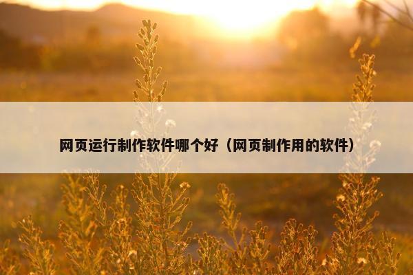 网页运行制作软件哪个好（网页制作用的软件）