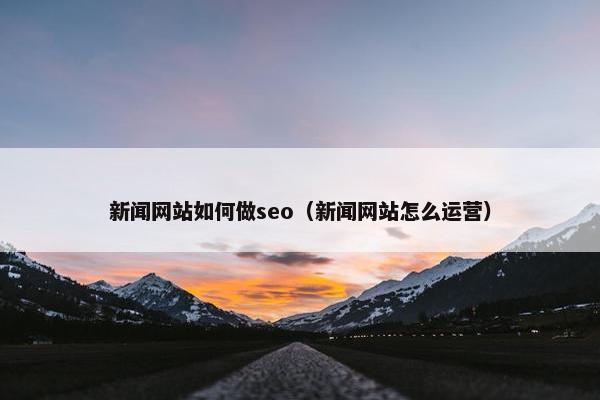新闻网站如何做seo（新闻网站怎么运营）