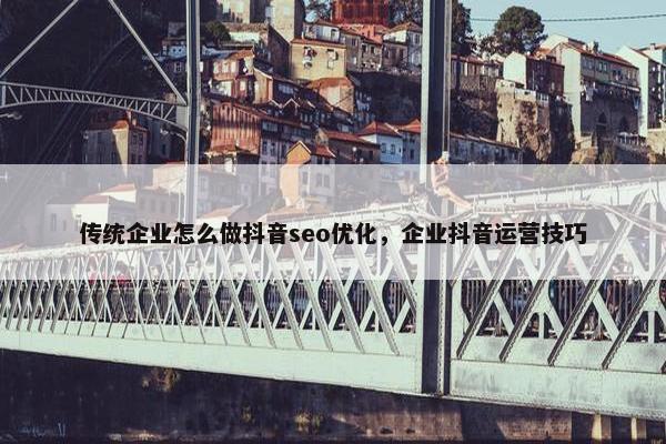 传统企业怎么做抖音seo优化，企业抖音运营技巧
