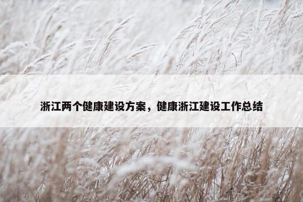 浙江两个健康建设方案，健康浙江建设工作总结