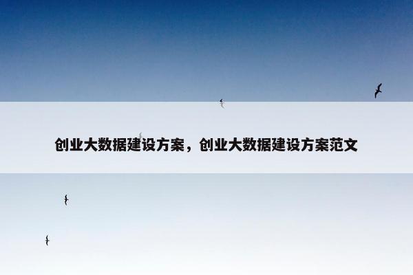 创业大数据建设方案，创业大数据建设方案范文