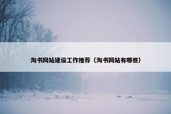 淘书网站建设工作推荐（淘书网站有哪些）
