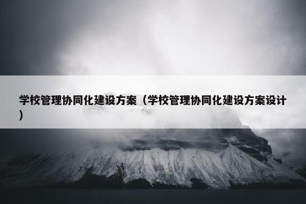 学校管理协同化建设方案（学校管理协同化建设方案设计）