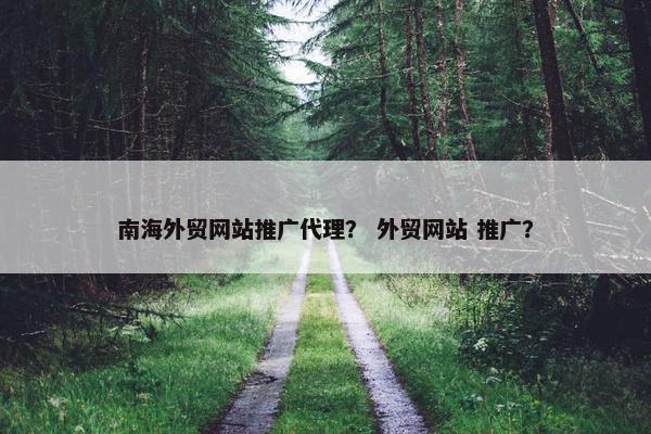南海外贸网站推广代理？ 外贸网站 推广？