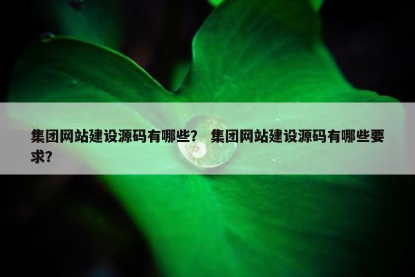 集团网站建设源码有哪些？ 集团网站建设源码有哪些要求？