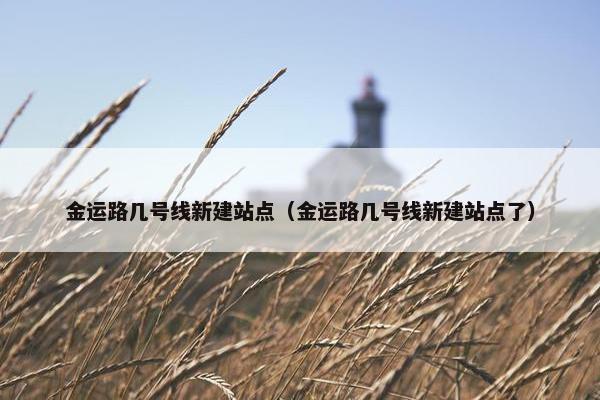 金运路几号线新建站点（金运路几号线新建站点了）