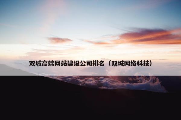 双城高端网站建设公司排名（双城网络科技）