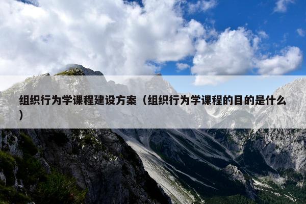 组织行为学课程建设方案（组织行为学课程的目的是什么）