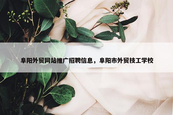 阜阳外贸网站推广招聘信息，阜阳市外贸技工学校