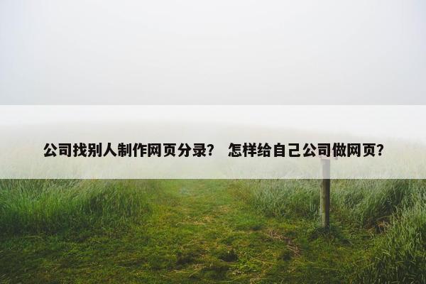 公司找别人制作网页分录？ 怎样给自己公司做网页？