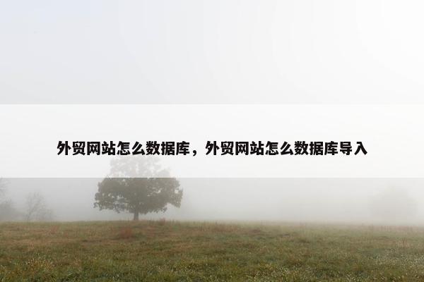 外贸网站怎么数据库，外贸网站怎么数据库导入