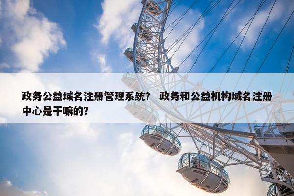 政务公益域名注册管理系统？ 政务和公益机构域名注册中心是干嘛的？