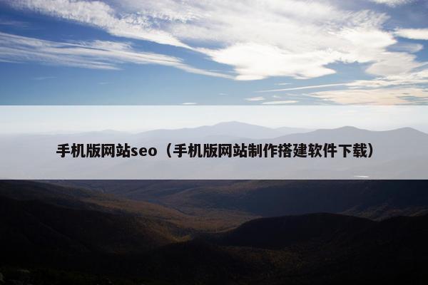 手机版网站seo（手机版网站制作搭建软件下载）