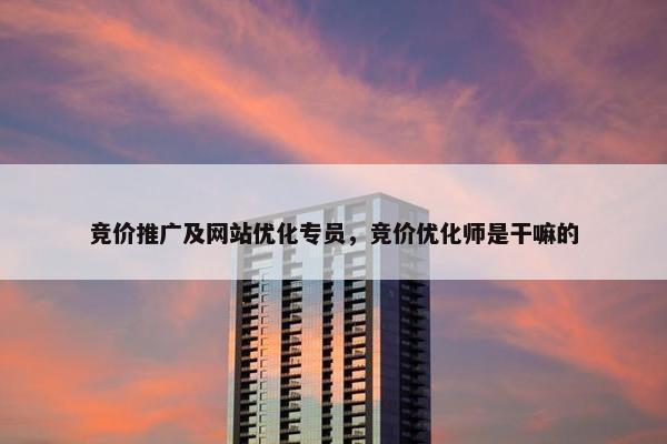 竞价推广及网站优化专员，竞价优化师是干嘛的
