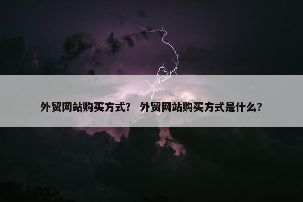 外贸网站购买方式？ 外贸网站购买方式是什么？