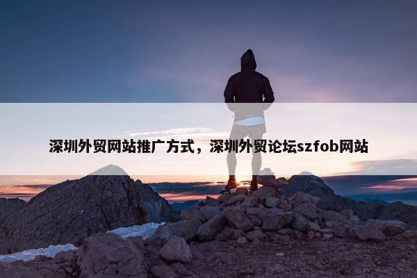 深圳外贸网站推广方式，深圳外贸论坛szfob网站