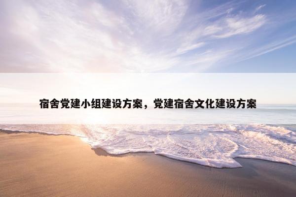 宿舍党建小组建设方案，党建宿舍文化建设方案