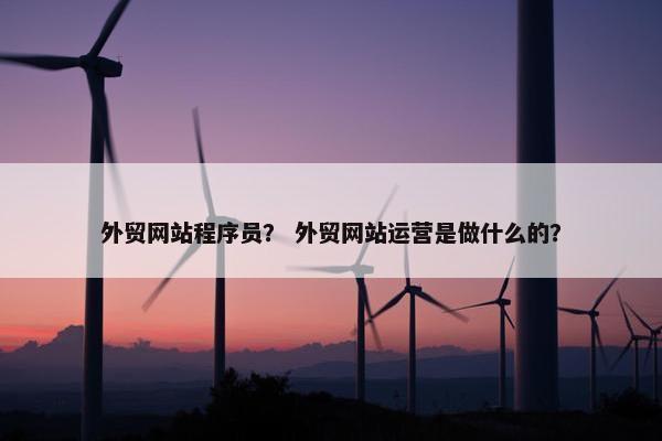 外贸网站程序员？ 外贸网站运营是做什么的？