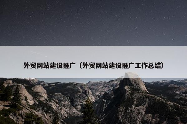外贸网站建设推广（外贸网站建设推广工作总结）