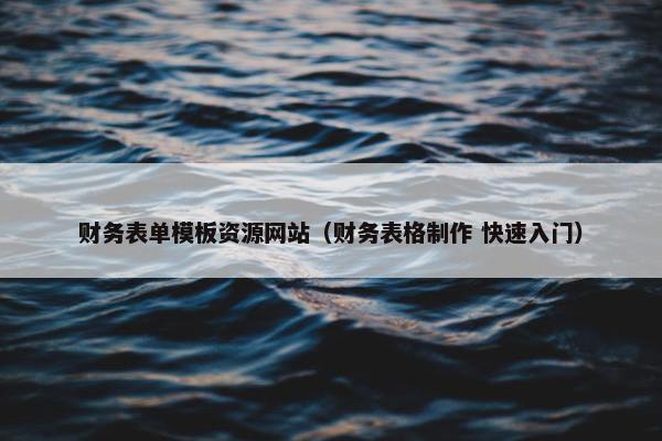 财务表单模板资源网站（财务表格制作 快速入门）