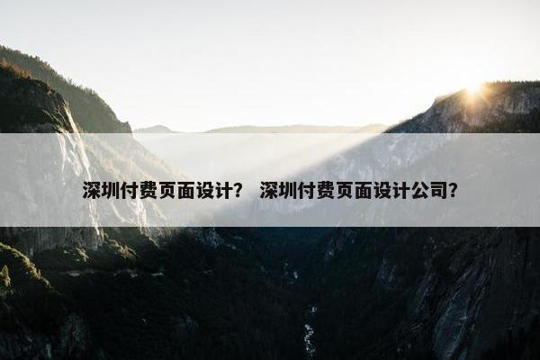 深圳付费页面设计？ 深圳付费页面设计公司？