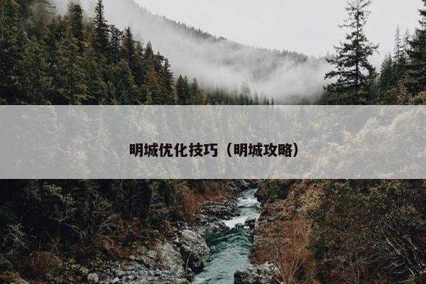 明城优化技巧（明城攻略）