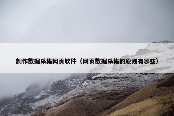 制作数据采集网页软件（网页数据采集的原则有哪些）