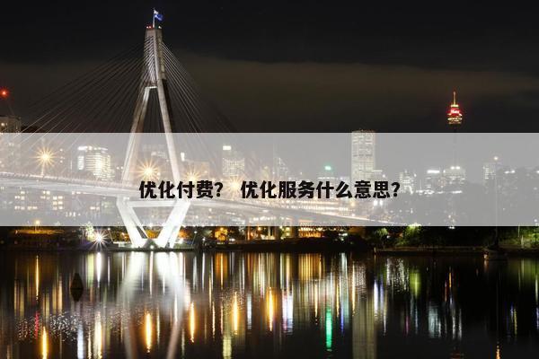 优化付费？ 优化服务什么意思？