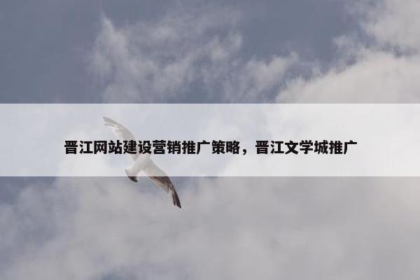 晋江网站建设营销推广策略，晋江文学城推广