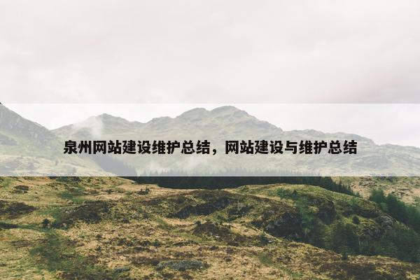 泉州网站建设维护总结，网站建设与维护总结