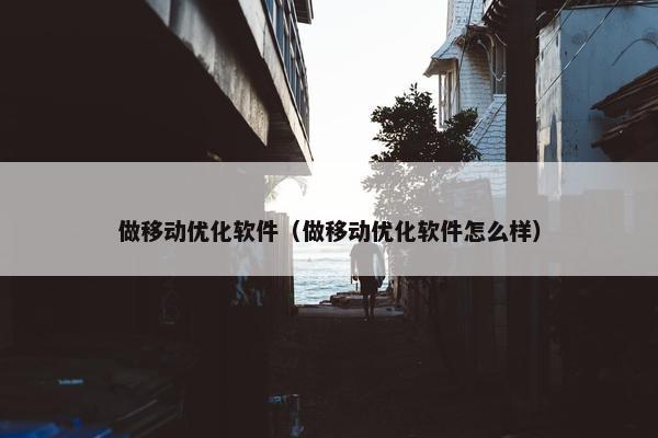 做移动优化软件（做移动优化软件怎么样）