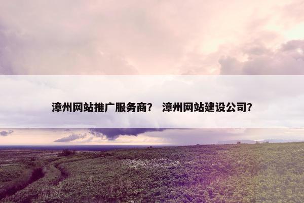 漳州网站推广服务商？ 漳州网站建设公司？