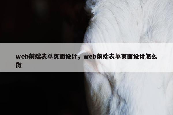 web前端表单页面设计，web前端表单页面设计怎么做