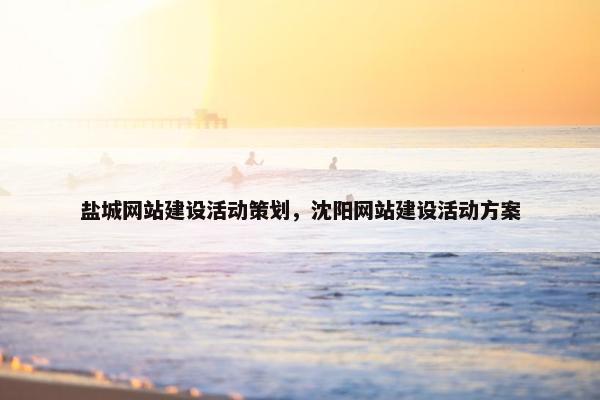盐城网站建设活动策划，沈阳网站建设活动方案