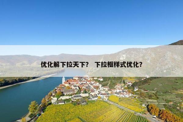 优化解下拉天下？ 下拉框样式优化？