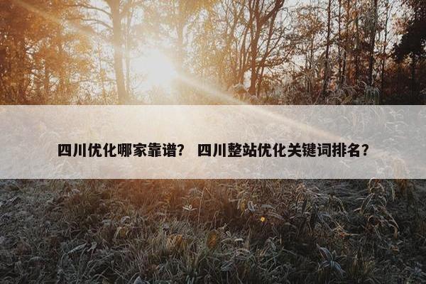 四川优化哪家靠谱？ 四川整站优化关键词排名？