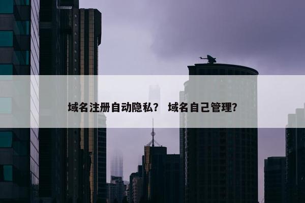 域名注册自动隐私？ 域名自己管理？