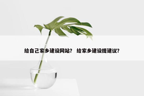给自己家乡建设网站？ 给家乡建设提建议？