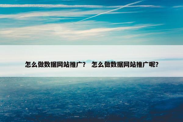 怎么做数据网站推广？ 怎么做数据网站推广呢？