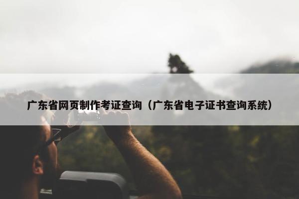 广东省网页制作考证查询（广东省电子证书查询系统）