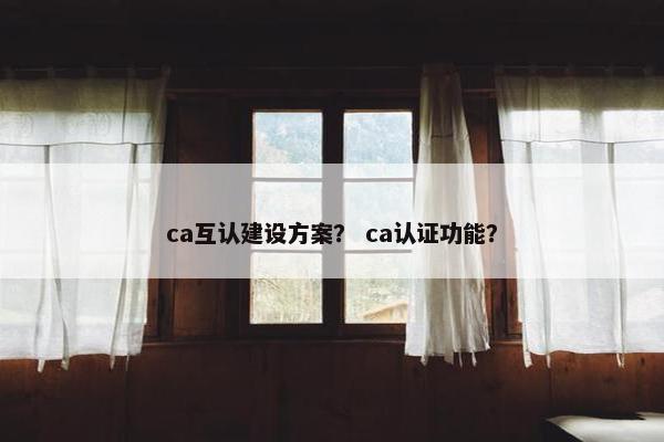 ca互认建设方案？ ca认证功能？