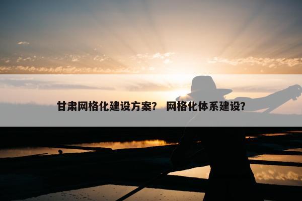 甘肃网格化建设方案？ 网格化体系建设？