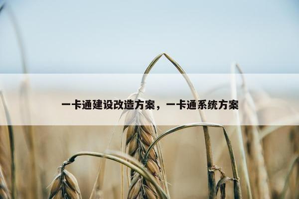 一卡通建设改造方案，一卡通系统方案